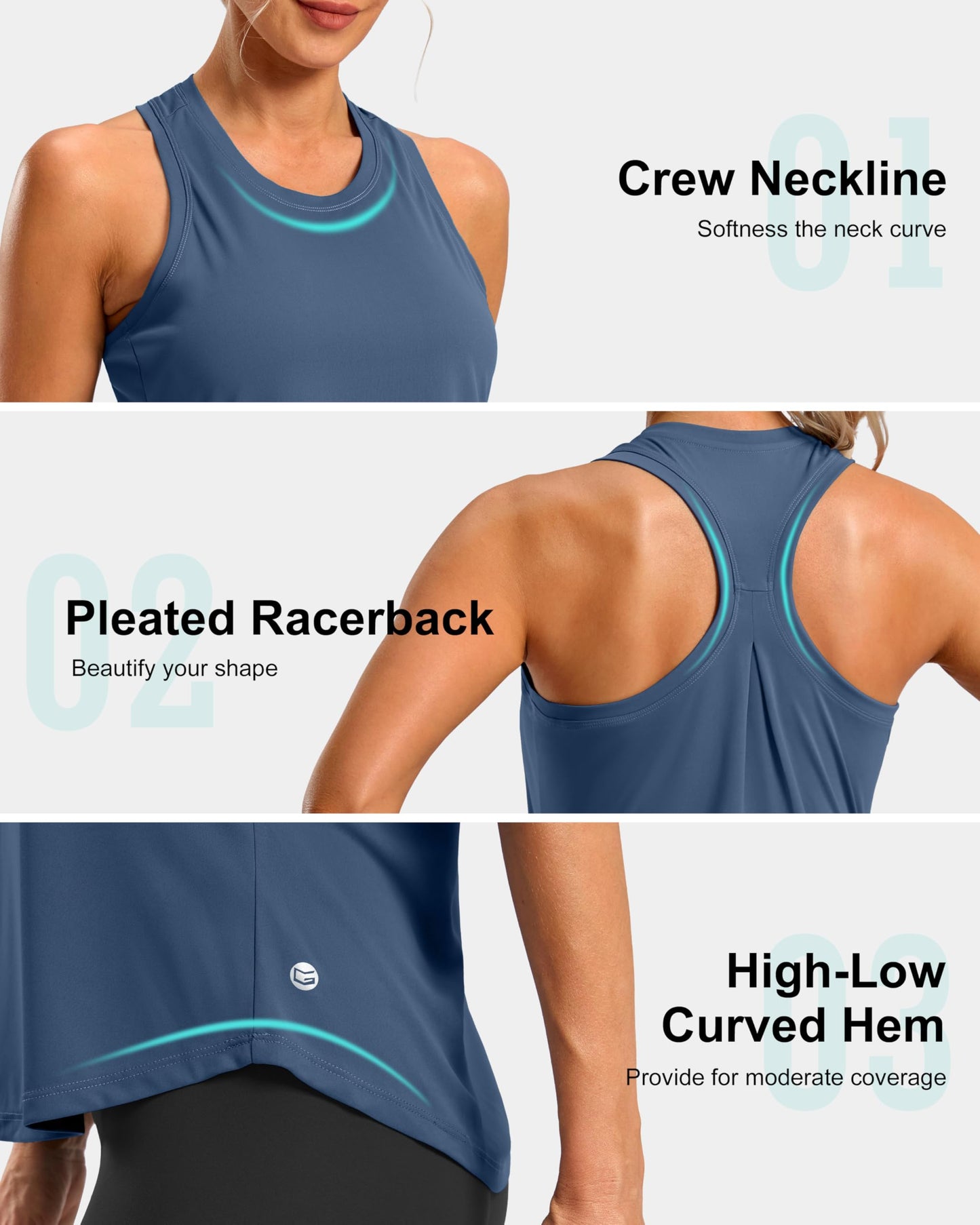 G Gradual Women's Workout Tank Tops Racerback Athletic Yoga Tops Loose Fit Sleeveless Running Gym Sports Shirts for Women(Navy,M)