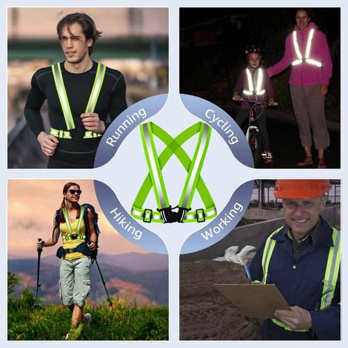 Topward Reflective Vest Running Gear 2Pack, High Visibility Safety Vest with Storage Bag for Outdoor Night Running, Cycling, Jogging and Dog Walking - Adjustable, Lightweight - Fits Men Women Kids