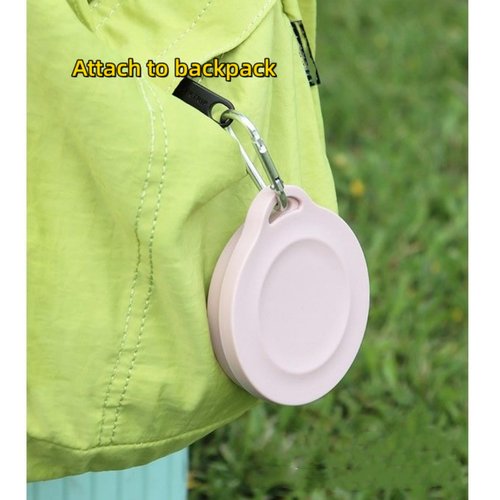 ZPCTECHGO Reusable Foldable Silicone Water Cup, Portable Picnic Snacks Cup, Pocket Size Travel Cup Extensible, Collapsible Cups with Lid for Camping, Travel (Pink with Hook)