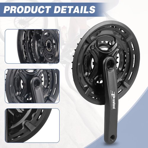 MEGHNA Bicycle Crankset 42-34-24 Teeth for 3 x 6/7 / 8 Speed Bike 170mm Crank for Mountain Bike Gears Square Taper