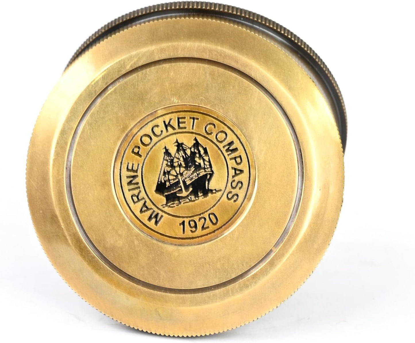 Vintage Brass Nautical Pocket Compass - 2-Inch Replica with Robert Frost Poem