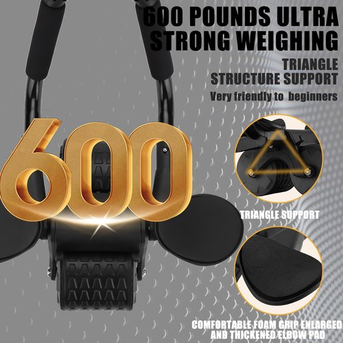 Uota Elbow Support Automatic Rebound Abdominal Wheel，Ab Roller for Abdominal Exercise Machine，Abs Workout Equipment，Dolly Core Strengthening Trainer Fitness Belly Training (Black)