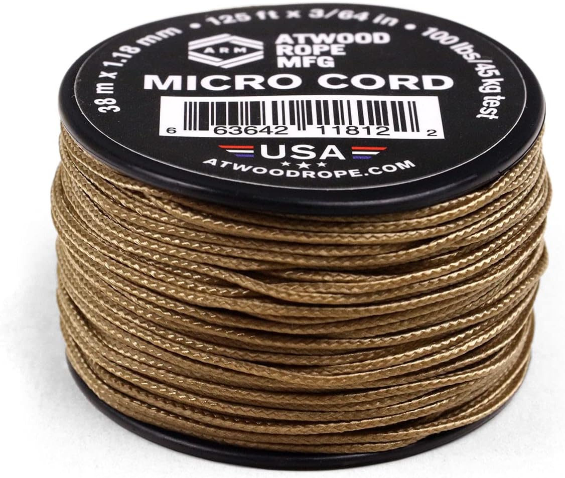 Atwood Rope MFG Micro Utility Cord 1.18mm X 125ft Reusable Spool | Tactical Nylon/Polyester Fishing Gear, Jewelry Making, Camping Accessories