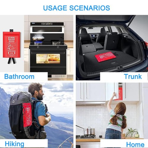Yowpey 3pcs 39 in X 39 in Emergency Fire Blanket Fiberglass Fire Retardant Blankets Fire Blanket Fire Suppression Blanket for Kitchen for Home School Fireplace Grill Car Office Warehouse