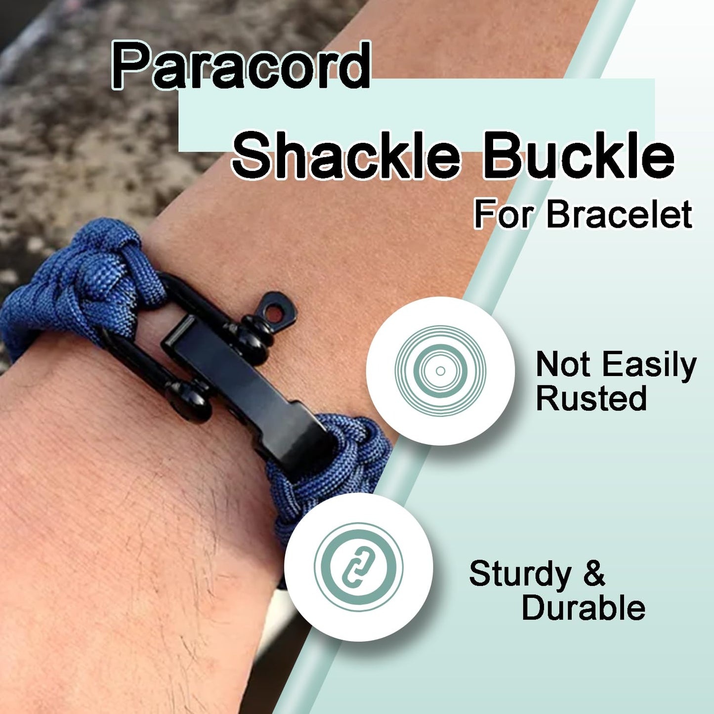 4pcs Paracord Bracelet Shackle Buckle, Metal Survival Bracelet Bow Anchor + D Ring Shackle Clasp Adjustable Screw Pin M5 for Camping, Paracord Watch Band