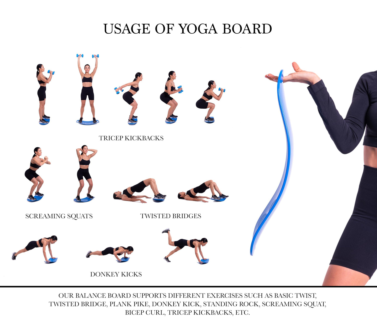 FITIUM Balance Boards Yoga, Fitness Board, Workout Balance Board Sports, Twist Board for Workout, Gym Sports, Balancing Exercises, Dancers, Stability Training Twisting, Exercise Abs Arms Legs,Blue