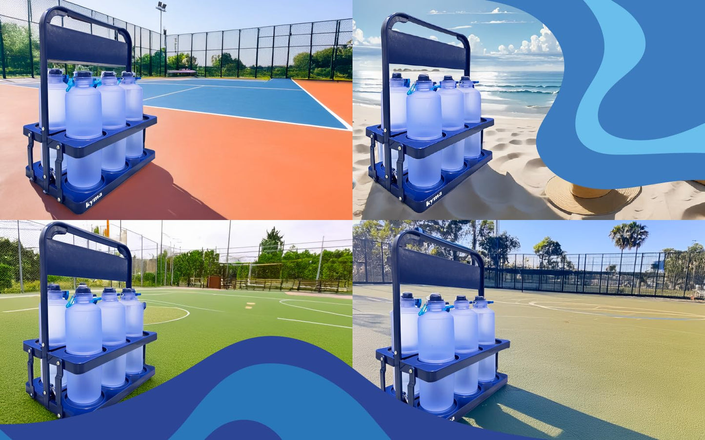 6 Drink Carrier with Handle – Lightweight Cup Caddy for Work, Travel and to-Go Drinks – Collapsible Design (2 Pack, Blue)