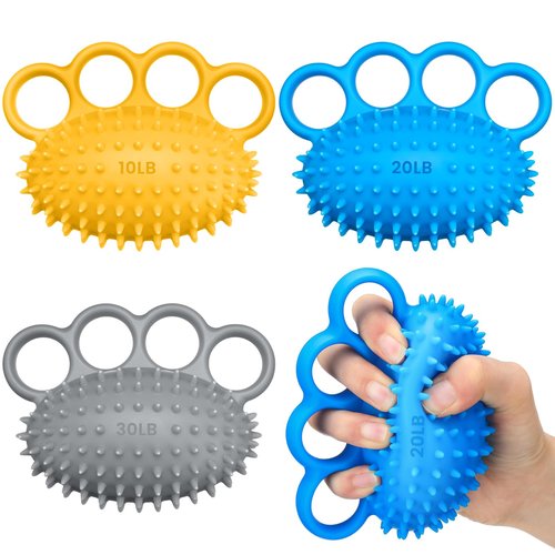 RoundFunny 3 Pack Hand Exercise Balls 3 Level Set Finger Strengthener Therapy Hand Balls Grip Strength Trainer Squeeze Stress Relief for Adults Elderly Stroke Arthritis Carpal Tunnel