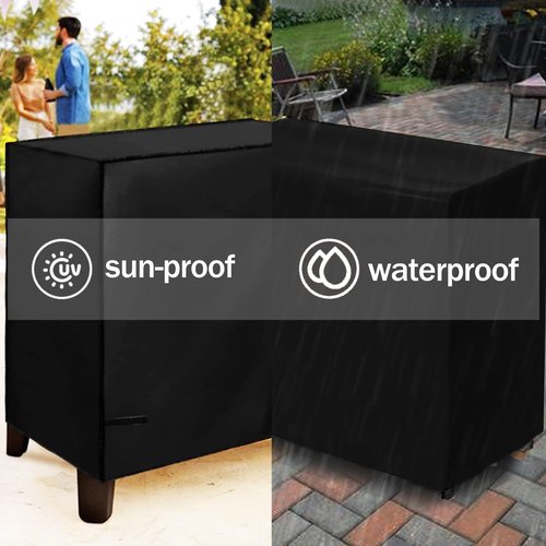 Cooler Cart Cover Waterproof, Universal Patio Cooler Cover for 80-100 Qt Patio Rolling Ice Chest Cart, 600D Oxford Fabric UV-Resistant Outdoor Bar Cart Covers (Black)