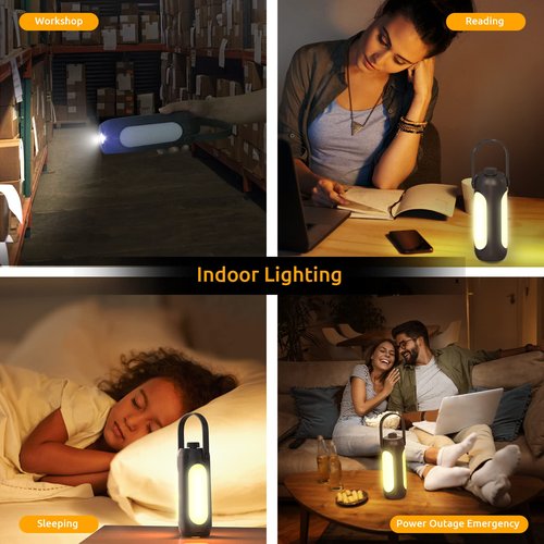 Pluralla Camping Lantern 720LM with Flashlight Design, 10000mAh Rechargeable LED Camping Lamp, 11H Run Time, Deployable Lampshade Multifunctional Camping Light for Hurricane, Emergency, Travel-Grey