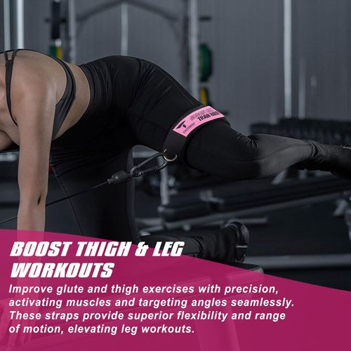 Thigh Ankle Strap Adjustable Neoprene Padded, Ankle Leg Cuffs with Resistance Bands for Leg Butt Training Workout Equipment, Strength Training ,Hip Gluteus (1 Pair(2D-Rings))