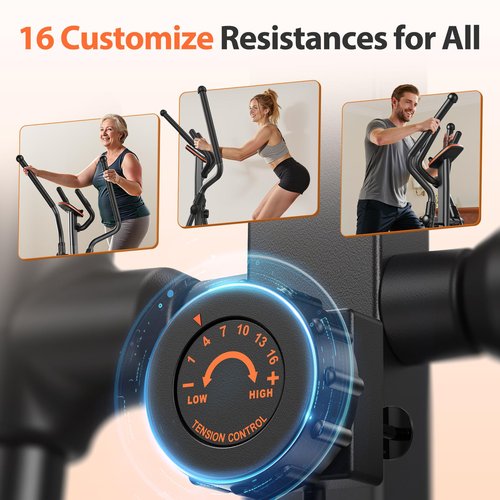 Niceday Elliptical Machine, Elliptical Trainer for Home with Hyper-Quiet Magnetic Driving System, 16 Resistance Levels, 15.5IN Stride, 400LBS Weight Capacity