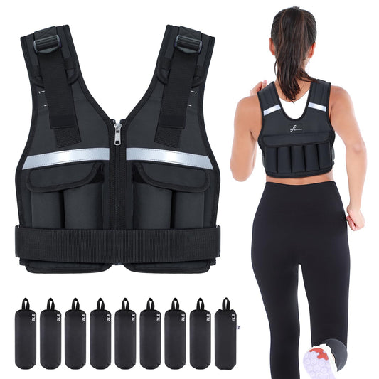 Adjustable Weighted Vest Weights Set: Sportneer 2 4 6 8 10 12 14 16 18 Lbs Body Weight Vests 9 In 1 Fast Adjust Running Vest for Men Women Gym Home Workout Fitness Exercise Strength Training 2-18 Lbs