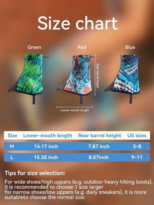 OrrinSports Trail Gaiters for Men Women Low Shoes Gators for Hiking Boots Breathable Boots Gators for Running (Blue, M)