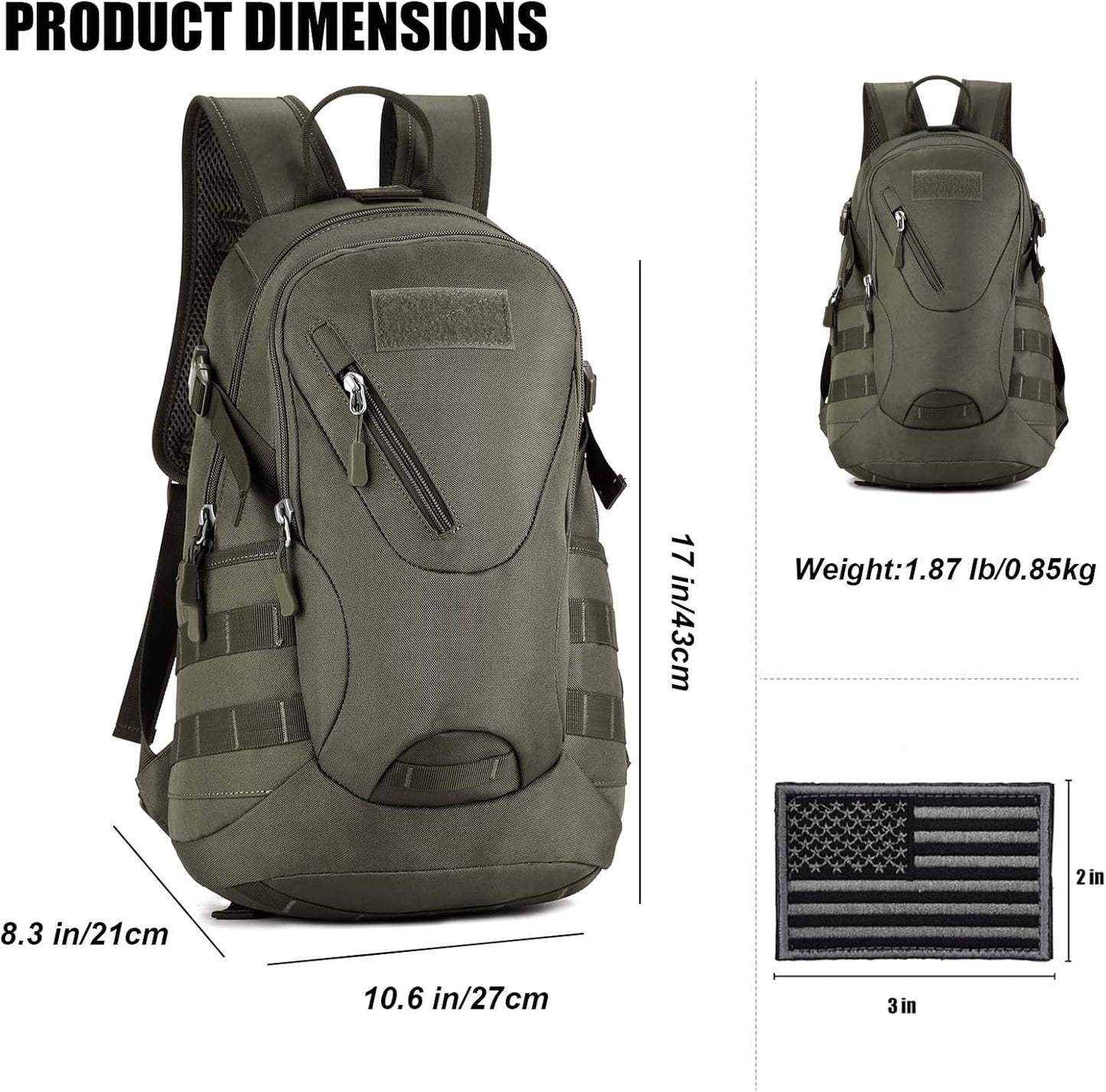 ArcEnCiel 15L Motorcycle Backpack Tactical Bag Rucksacks for Outdoor Camping Trekking Hunting with Patch