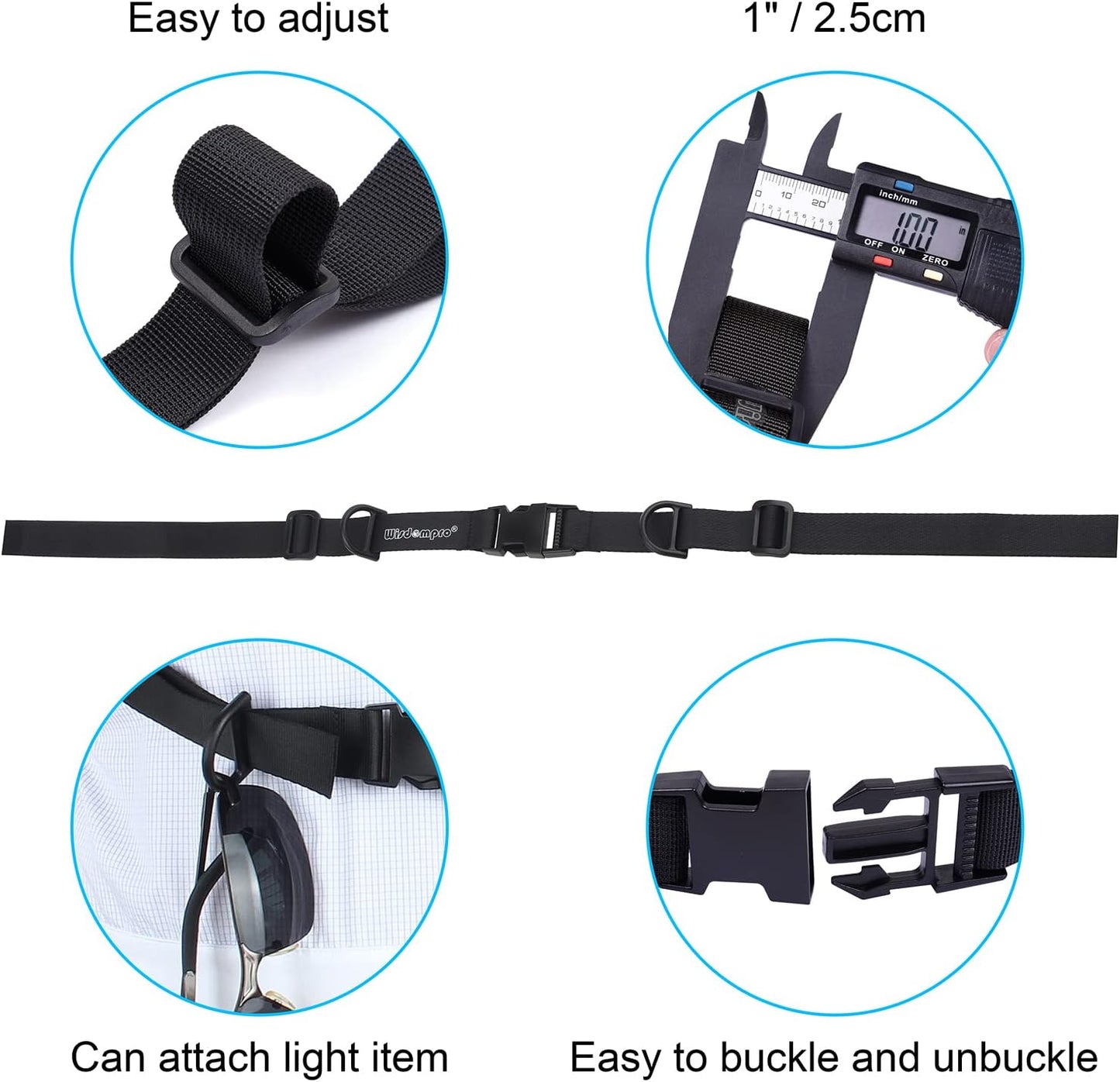 Wisdompro Backpack Chest Strap, Heavy Duty Adjustable Backpack Sternum Strap Chest Belt with Quick Release Buckle