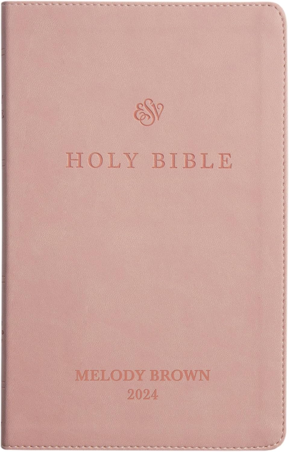 Custom Personalized Pink ESV Bible | Small Text | Blush Pink Engraved Name | Faux Leather Premium Church Bible | English Standard Version Translation with Lay Flat Design