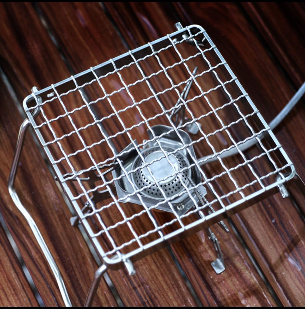 TreGoo Camp Grill with Foldable Legs-304 Stainless Steel Grill Grate for Gas Stove-Ultralight mini Campfire Stand-Portable Grill Grid for Backpacking/Camping/Hiking/Picnic/Traveling/Fishing (Weave)