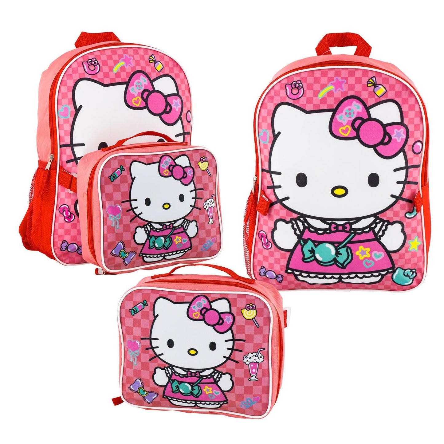 Fast Forward Hello Kitty Candy & Ice Cream 16 Inches Large Backpack with Lunch Bag- 92663