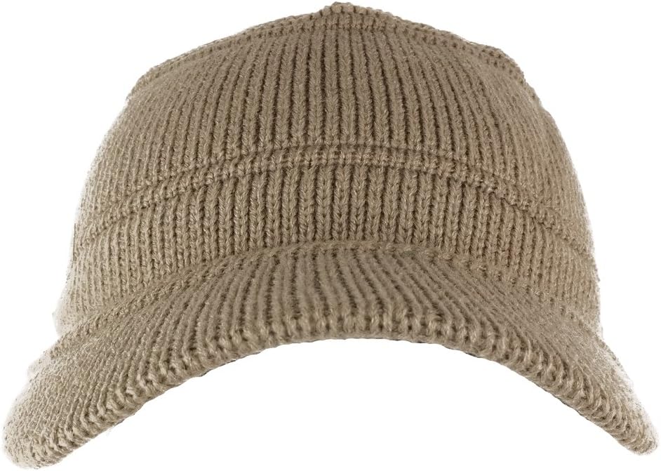 Army Style Acrylic Cadet Winter Beanie Hat with Visor