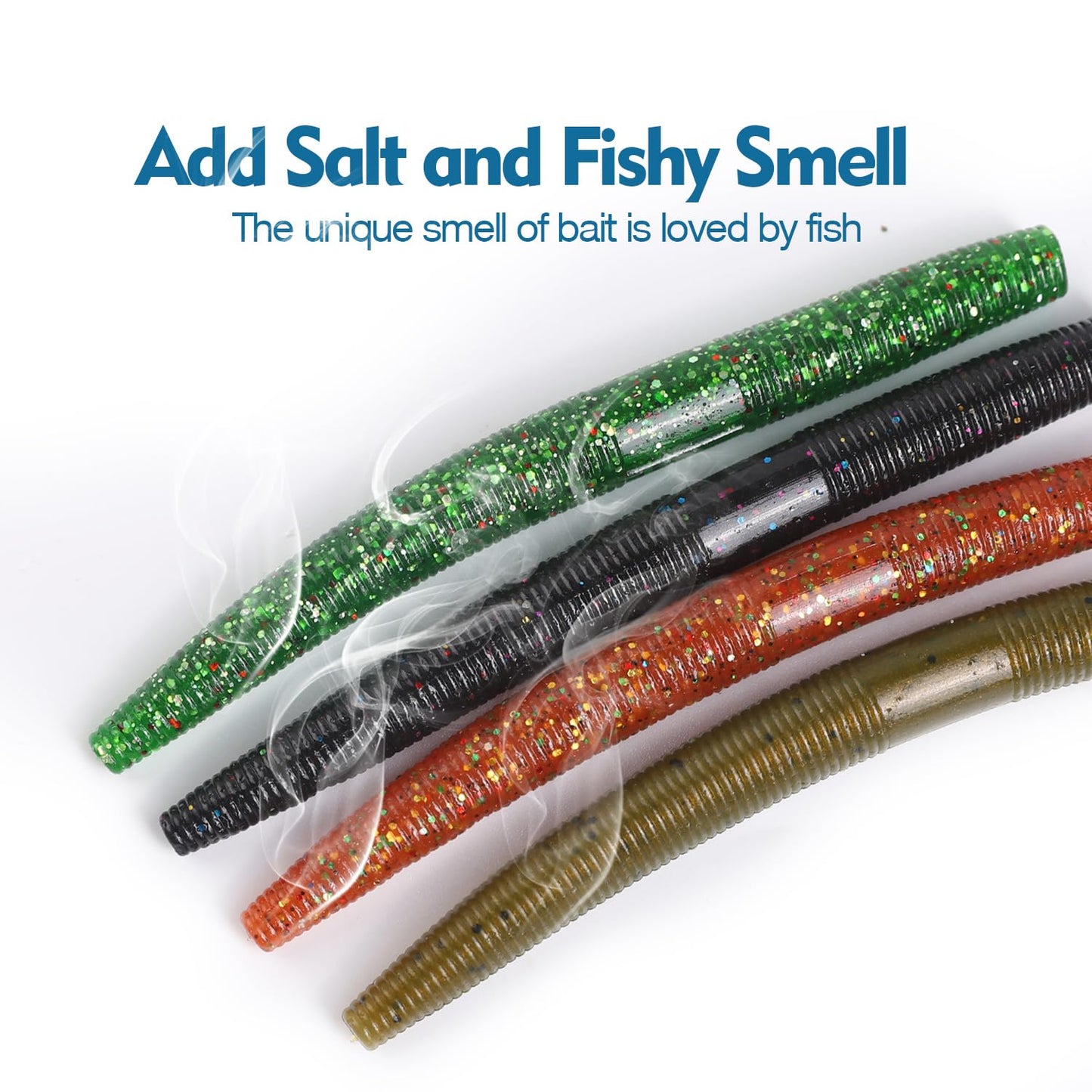 Famillcase 10pcs Senko Worms for Bass Fishing | 3.93-Inch Soft Plastic Baits for Freshwater & Saltwater - Wacky Rig & Texas Rig Finesse Lures | Watermelon Color