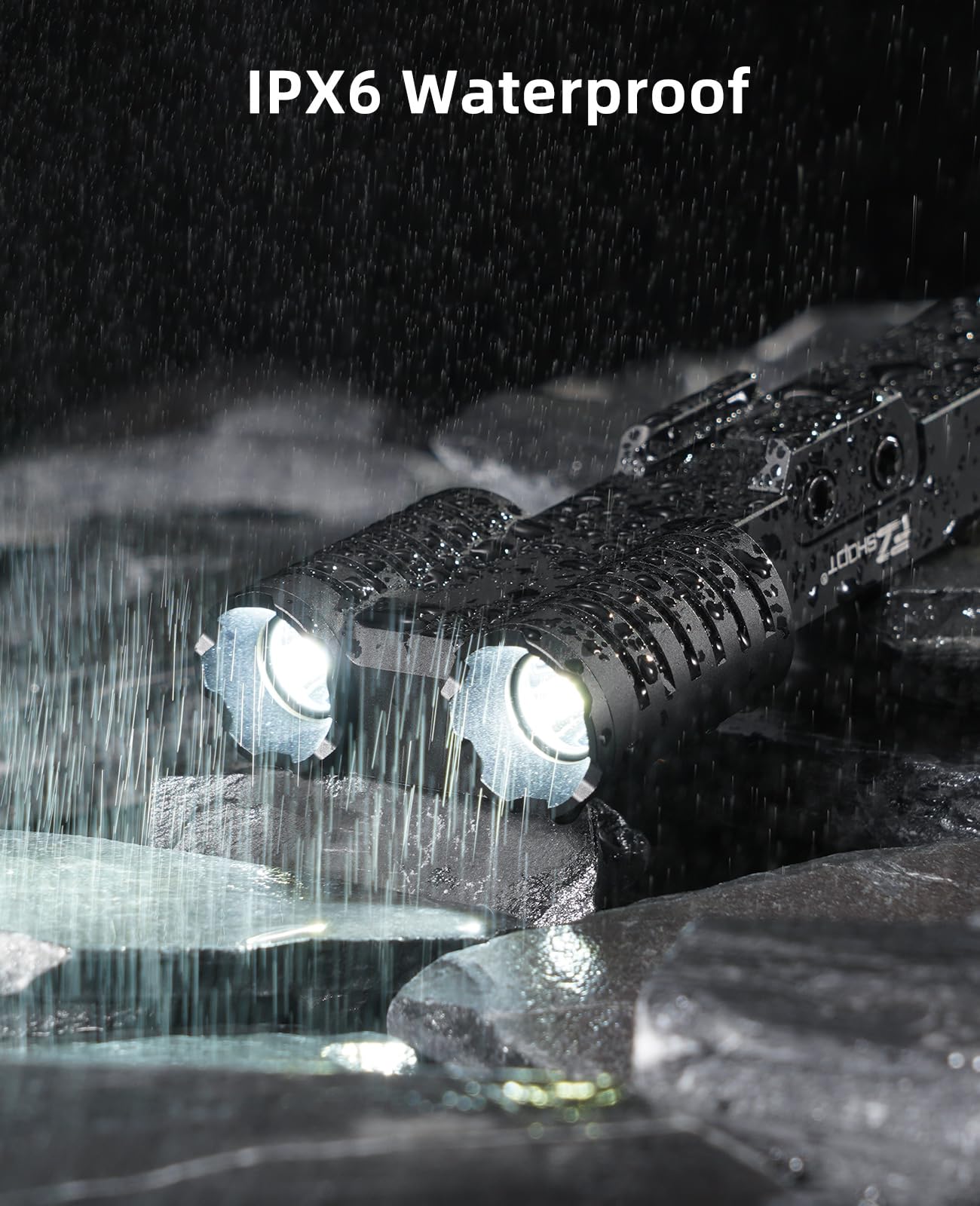 EZshoot 2000 Lumen Dual LED Rifle Light with USB Rechargeable, Rifle Flashlight Compatible with Picatinny Rail, Rechargeable Tactical Flashlight for Rifle with Strobe Mode