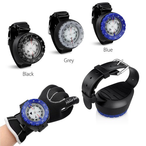 Scuba Compass, Professional Waterproof 5ATM Dive Wrist Compass with TPU Band for Outdoor Sports Diving, Sailing, Hiking, Survival Emergency (Blue)