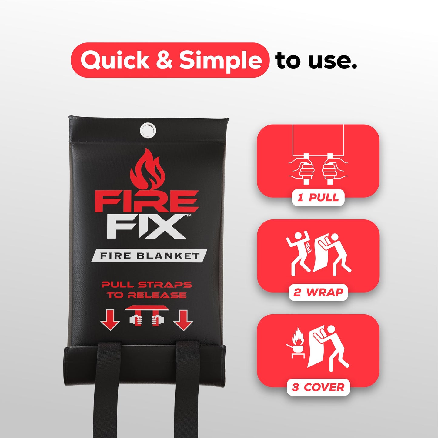 Fire Fix Emergency Fire Blanket for Home & Kitchen | 1-Pack + Mount | Fire Extinguisher for Camping Gear, Car Safety, Hiking, Survival Kit & Welding | Flame Retardant Preparedness Supplies 39" x 39"