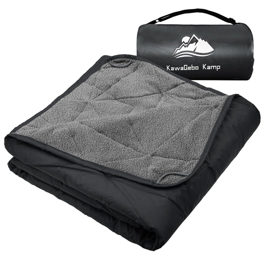 KawaGebo Kamp Outdoor Waterproof Blanket, Foldable Fleece Stadium Blanket for Outdoor Sports Event, Camping, Concerts, Car, Pet, Picnics - Windproof, Wearable, Machine Washable 80" x 58"