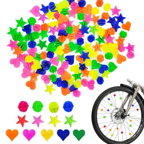 OWMOSYX 180 Pieces Bike Wheel Spoke Beads Plastic Clip Beads Spoke Colorful Bicycle Bike Spoke Decorations for Kids Bike Accessories Girls Boys (Style 3)