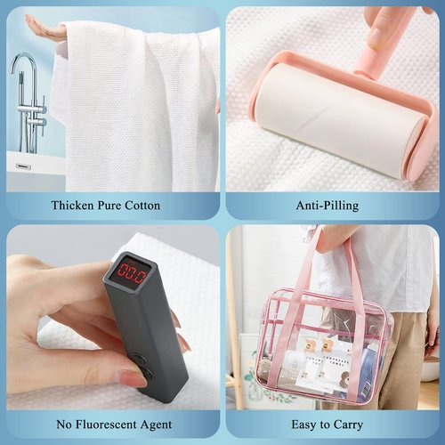 GXF 3 Packs Compressed Bath Towel Tablets, 56'' x 28'' Pure Cotton Portable Disposable Hypoallergenic Dehydrated Expandable Compact Compressed Towels Washcloths for Camping Swimming Traveling Hiking