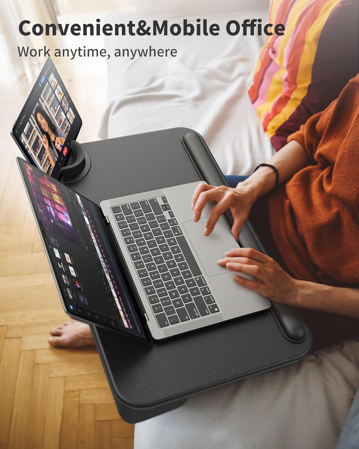 SAIJI Laptop Lap Desk, Portable Laptop Desk for Bed - Fits Up to 17" Laptops & MacBook,Lightweight Lap Tray Table with Storage Drawer, Lap Desk with Cushion, Lap Stand for Bed & Couch
