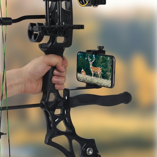 DEEPOWER Universal Compound Bow Phone Holder Aluminum Alloy Smartphone Mount for Archery Hunting - Instant Photo and Video Recorder