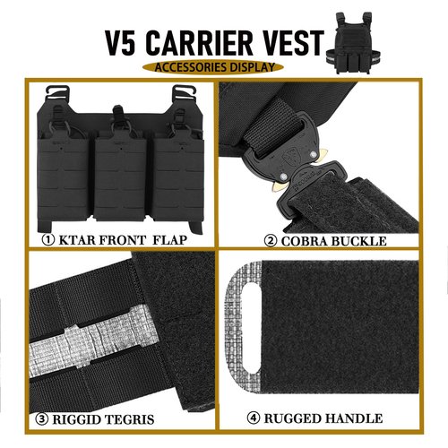 PETAC GEAR Tactical Tegris Cummerbund V5 Weighted Vest Full Set For Man With Zip On Back Panel Banger (BK)