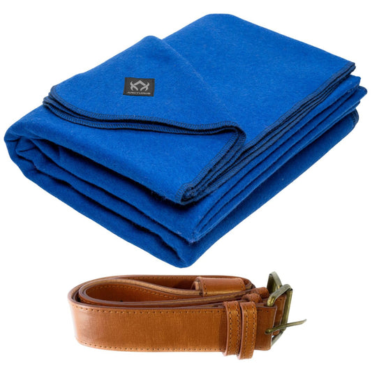 Arcturus Bundle Royal Blue Wool Blanket and Blanket Strap Bundle