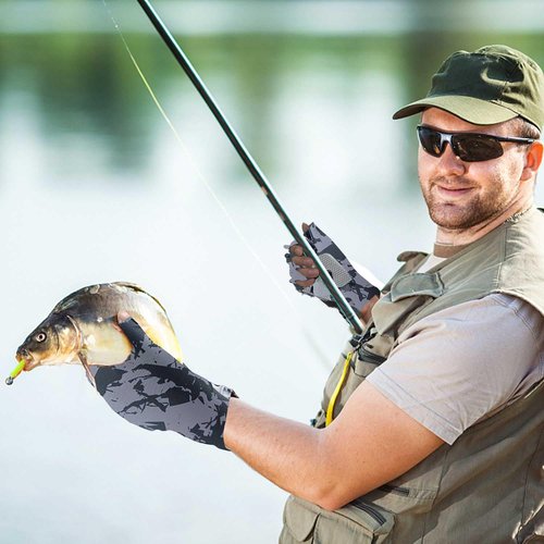CHSMONB Fishing Gloves UPF50+ Sun Gloves, UV Protection Fingerless Gloves Men Women for Fishing, Kayaking, Rowing, Paddling, Canoeing, Hunting (GL)