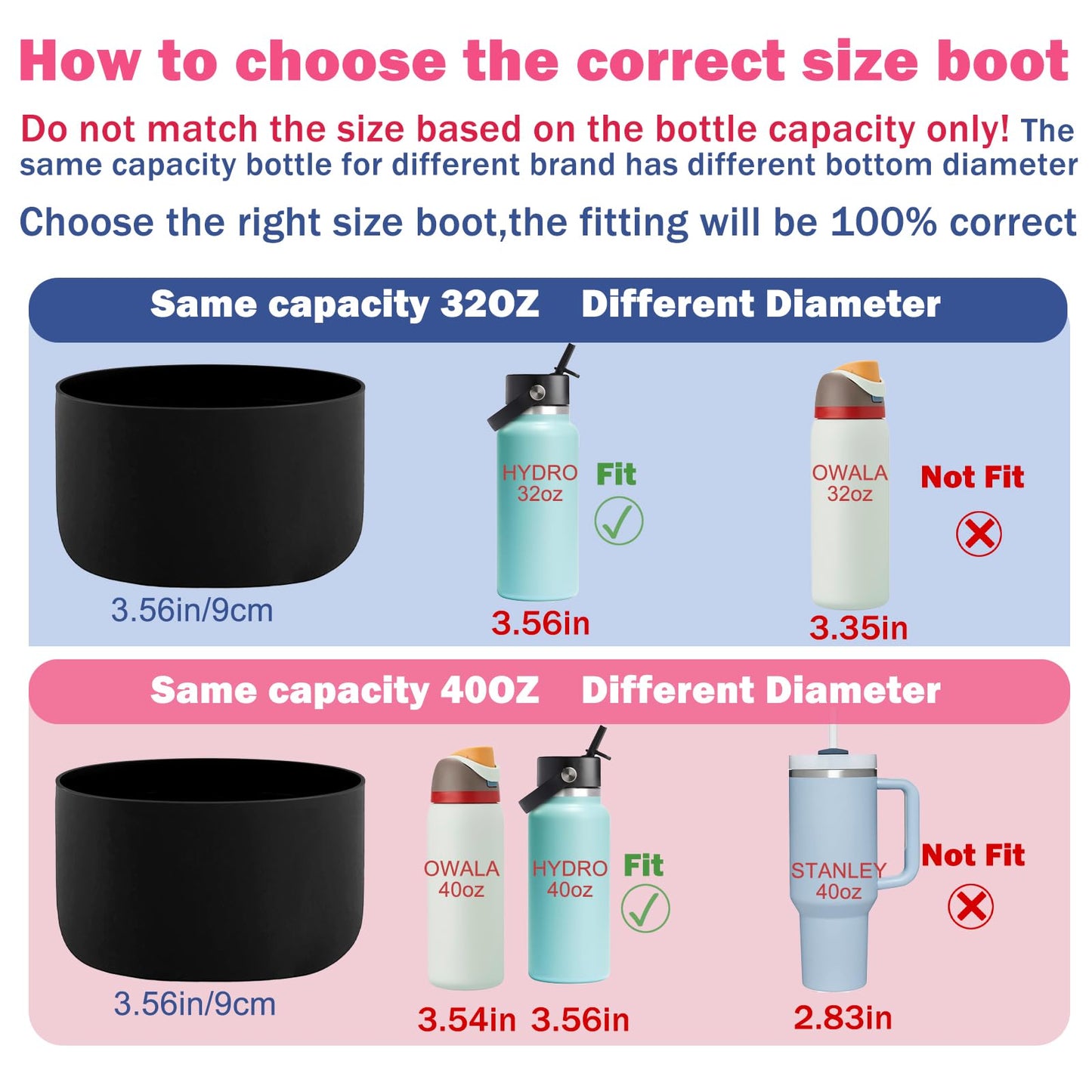 HEYSKAY 2pcs Protective Flask Silicone Boot 32oz 40oz for Wide Mouth Hydro Flask Water Bottle Accessories,and Compatible with Yeti,Iron Flask and Other Brand Stainless Steel Bottles