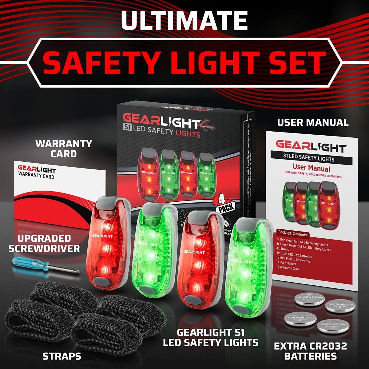 GearLight Rechargeable Bike Light, Bike Headlight and Tail Light Set, Powerful Front and Back Lights for Night Riding Safety, Night Riding Accessories, White Elephant Stocking Stuffer for Men