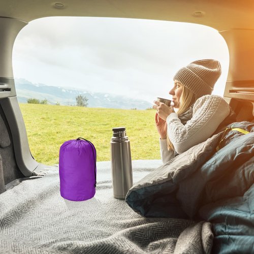 PATIKIL Stuff Sack, 9 x 16 Inch Waterproof Outdoor Storage Sack Ultralight Drawstring Dust Flap Bag for Camping, Purple