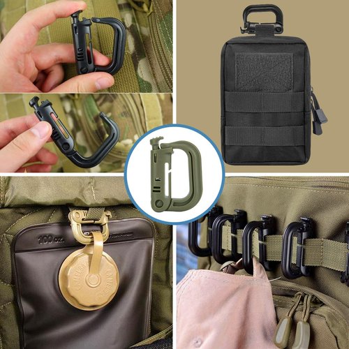 MUCHER 2 Pack Molle Pouches Tactical Pouches EDC Pouch Organizer Molle Bag Utility Pouch with 4 Carabiners for Outdoor Hiking Hunting Camping Training (B-Green-2pcs)