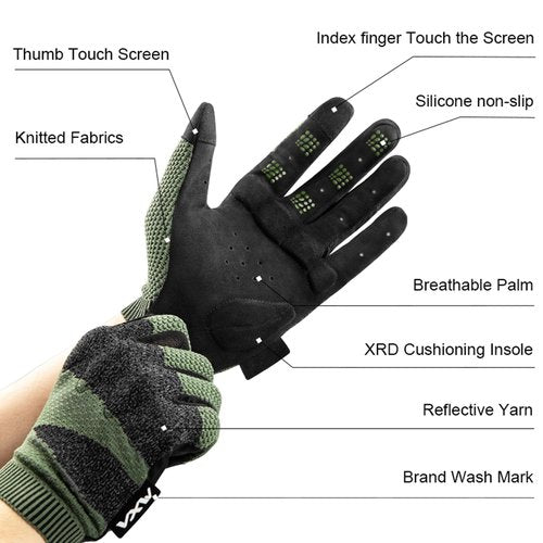 VXW Bike Gloves for Men Full Finger Touchscreen Motorbike Gloves High Protection Cycling Gear for BMX ATV Road Racing(Large)