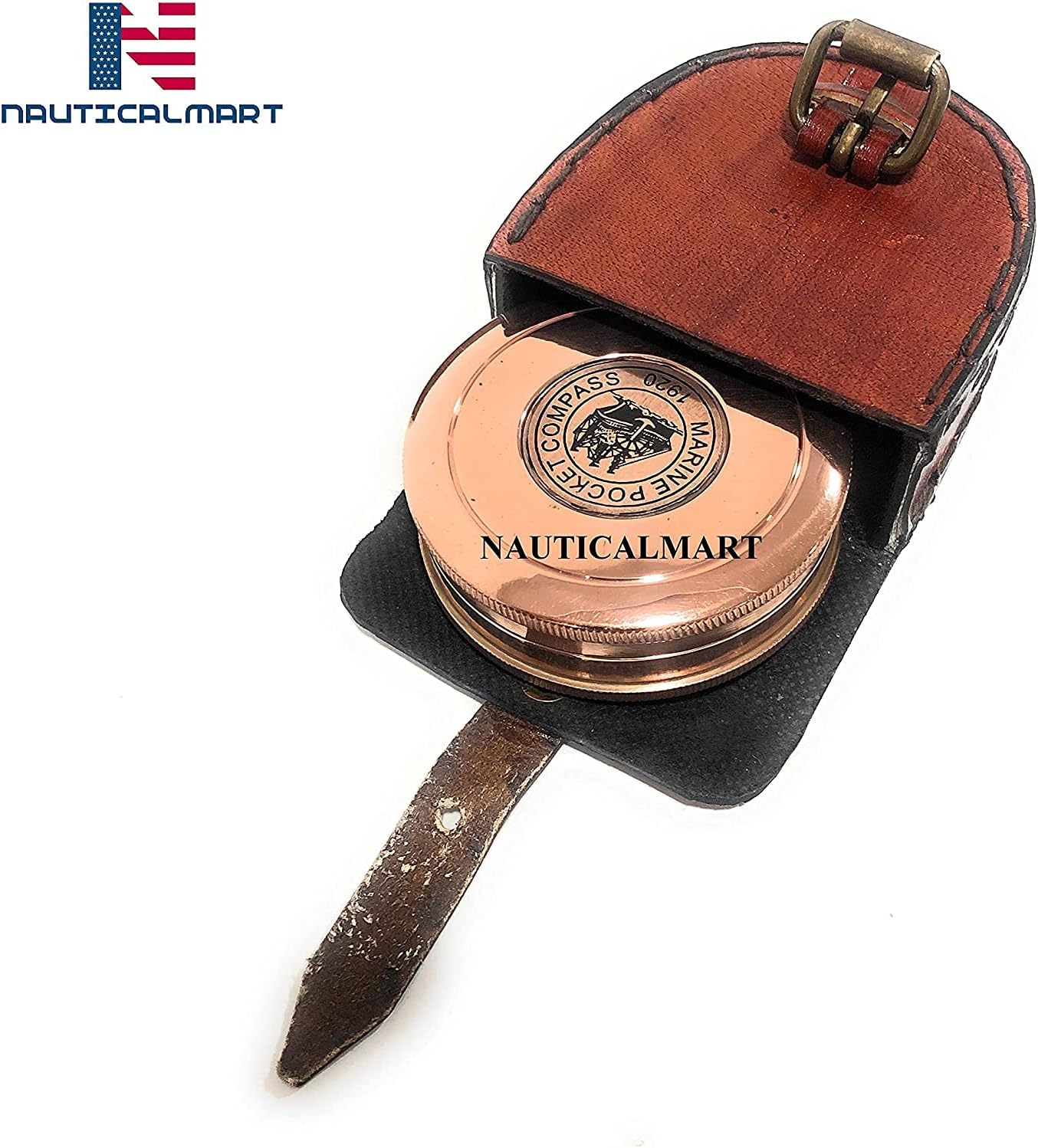 NauticalMart Robert Frost Brass Poem Compass - Copper Finish Pocket Pirate Compass