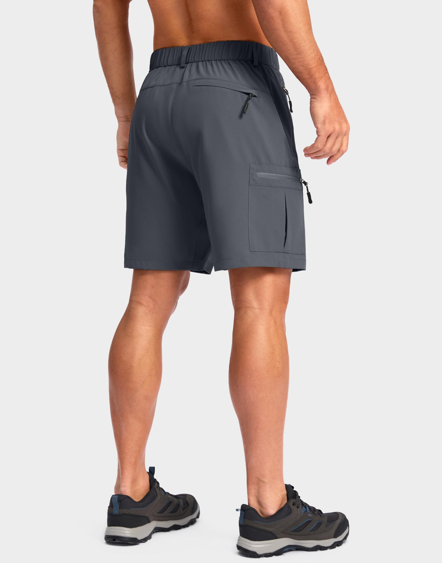 Pudolla Men's Hiking Cargo Shorts Lightweight 7" Travel Casual Shorts for Men Golf Work Outdoor with 5 Zipper Pockets(Deep Grey XX-Large)