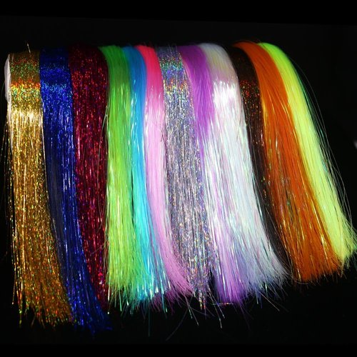 LURELINK-Flashabou-Fly-Tying-Materials-Making-Flies-Jig-Fishing-Lure-Supplies 12&24 Colors Crystal Krystal Flash String Holographic Ripple Saltwater Freshwater (12-Color Combinations)