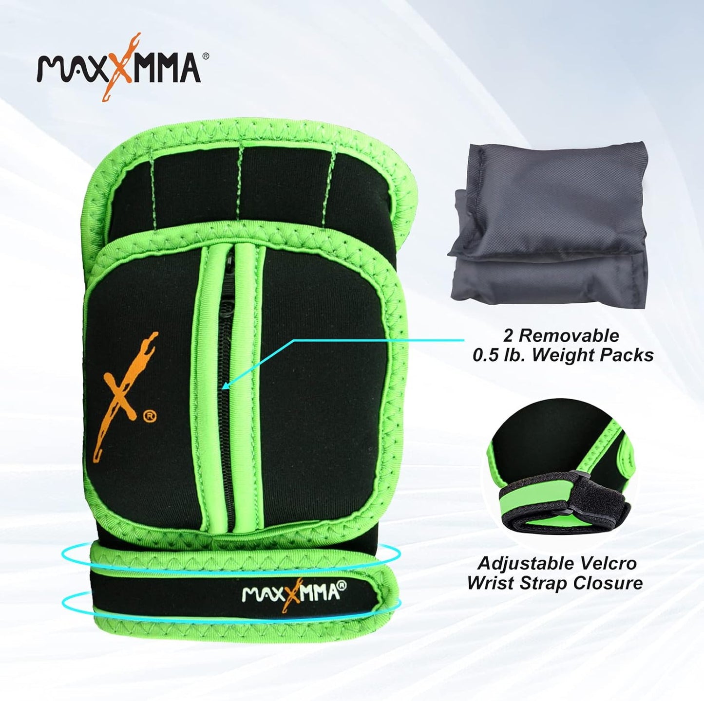 Adjustable 2 lb Weighted Gloves Set for MMA, Kickboxing & Cardio - Removable Weights