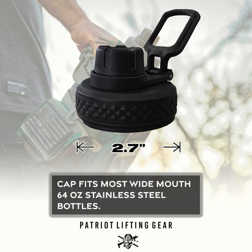 Water Bottle Lid Replacement for Battle Bottle - Chug Cap Tops for 32 oz, 40 oz, and 64 oz Wide Mouth Vacuum Sealed Water Bottles by Iron InfideI (Black)