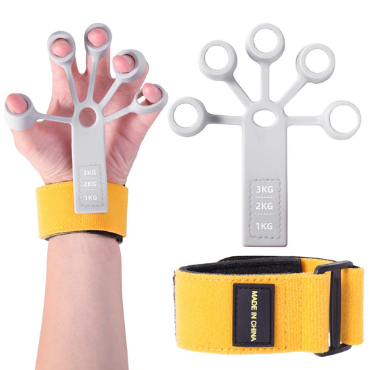 FAMJOALE Forearm and Grip Strength Trainer, Finger and Hand Gripper Strengthener, Wrist and Hand Exercisers for Strength with 3 Levels, Relieve Pain Arthritis (Grey)