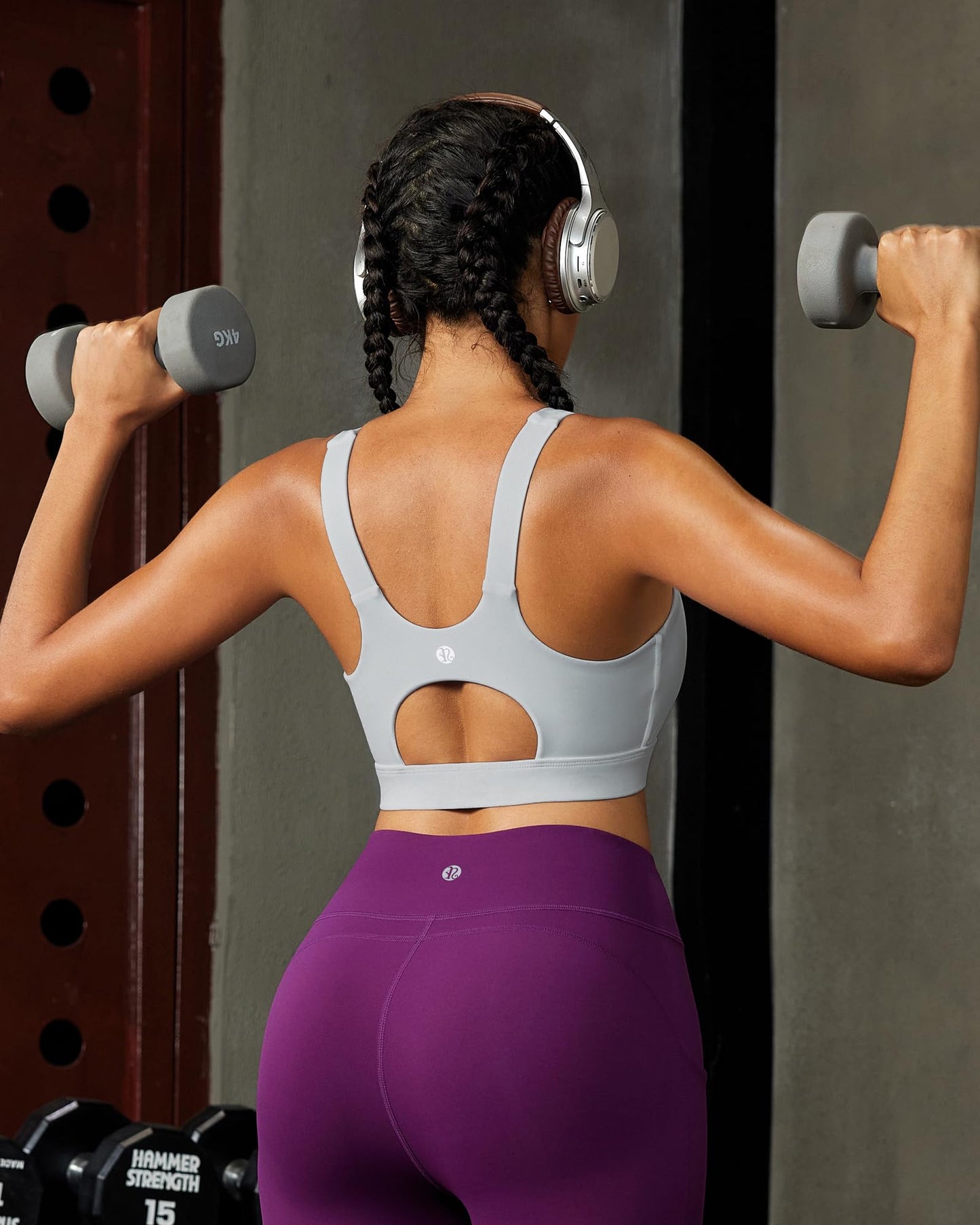RUNNING GIRL Sports Bras for Women,Scoop Neck Racerback Grey Sports Bra Padded Medium Support Workout Yoga Bra(WX3139 ICY Grey XL)