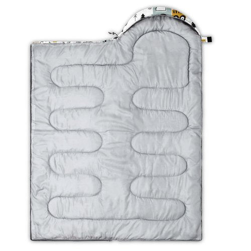 Datura home Kids Sleeping Bag for Boys Girls,Construction Truck Print-Lightweight Warm Portable Outdoor Indoor-Waterproof Cold Weather Resistant Sleeping Bag for Camping Hiking(Truck)