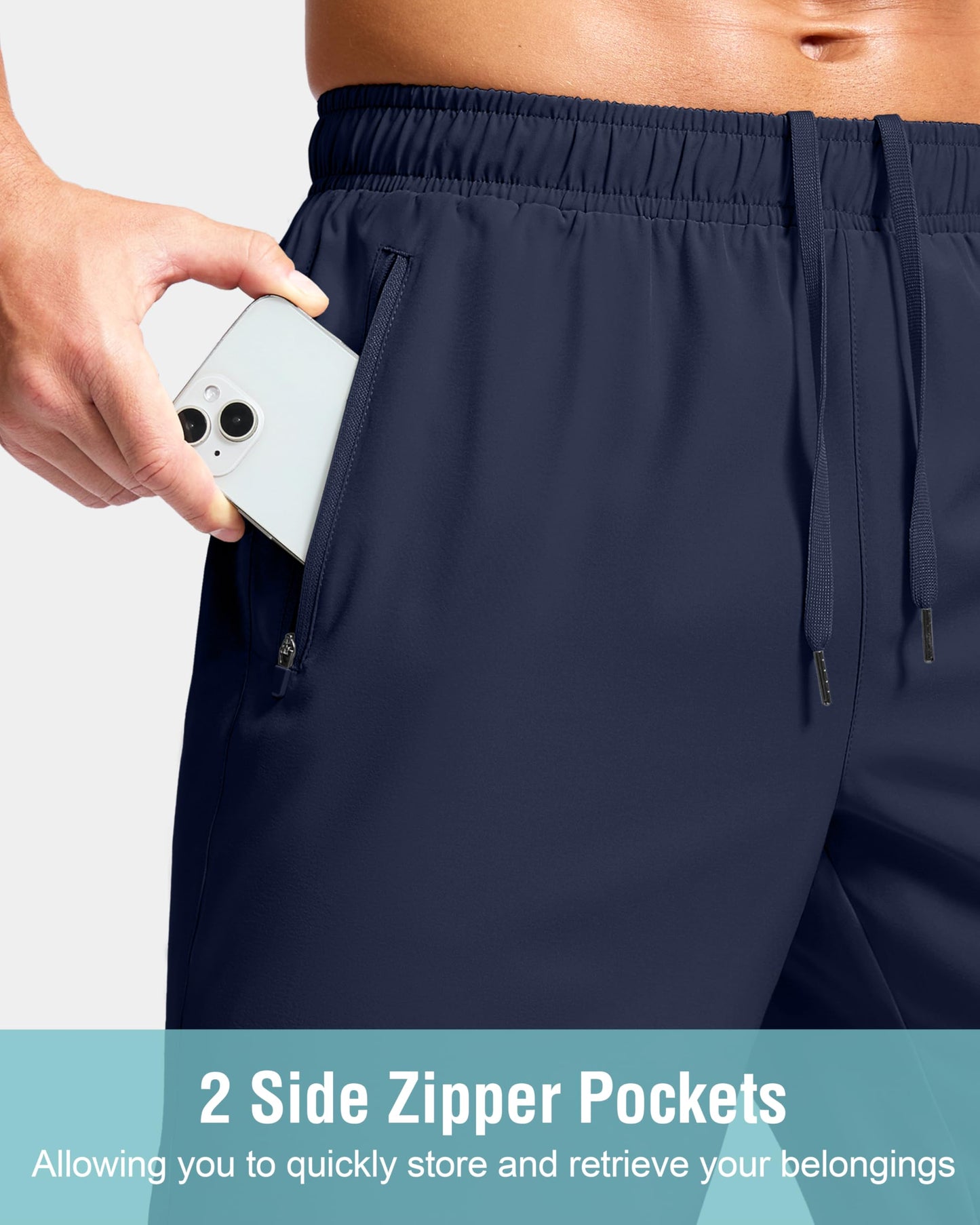 G Gradual Men's Athletic Running Shorts with Zipper Pockets Quick Dry 7"/ 5"/ 9" Workout Gym Shorts for Basketball Hiking(Navy,9M)